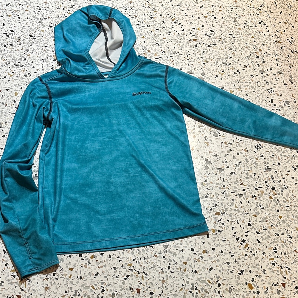 Simms Aqua Long Sleeve Hoodie size kids medium